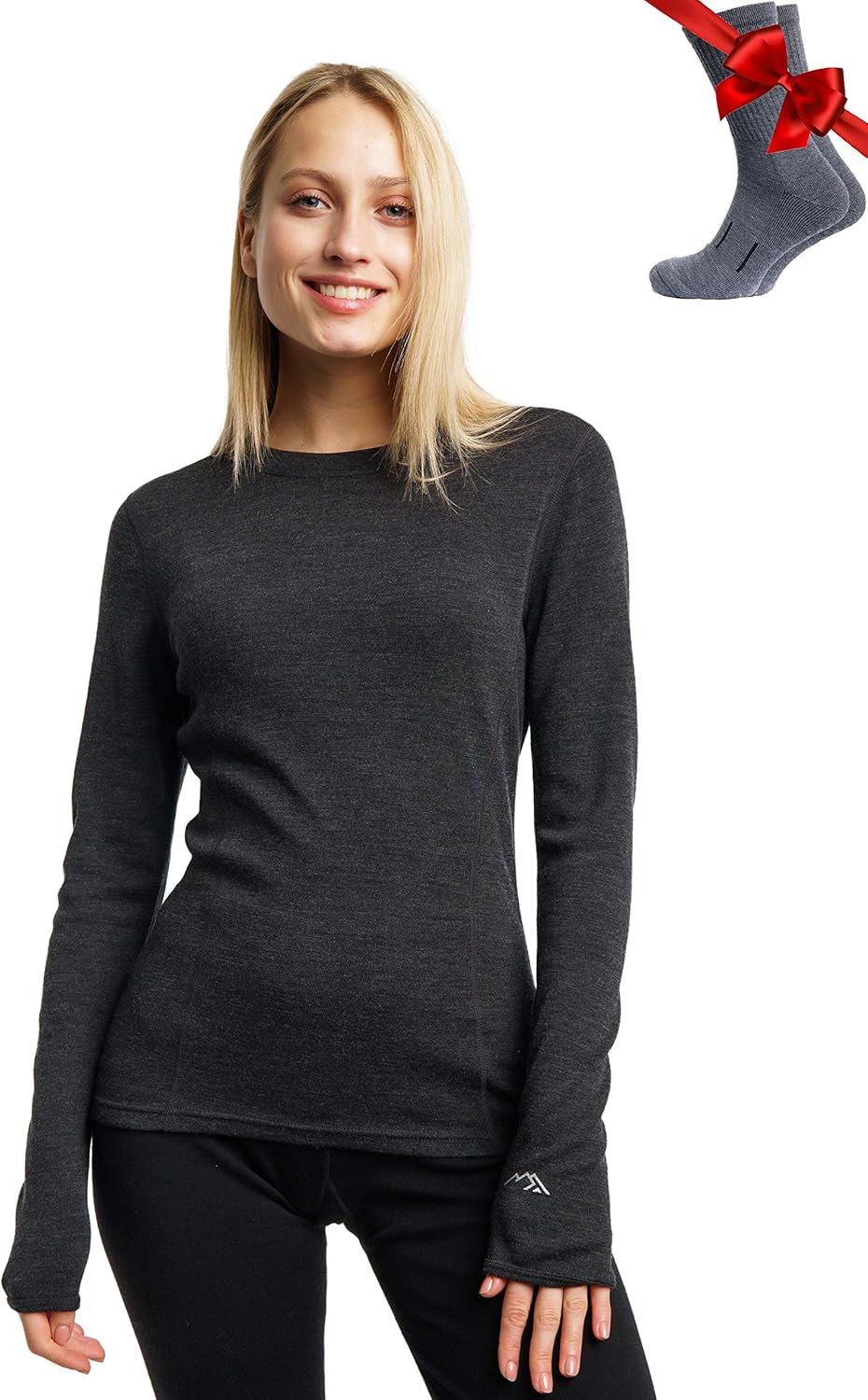 Merino Wool Base Layer Women - Comfortable Thermal Shirt & Socks