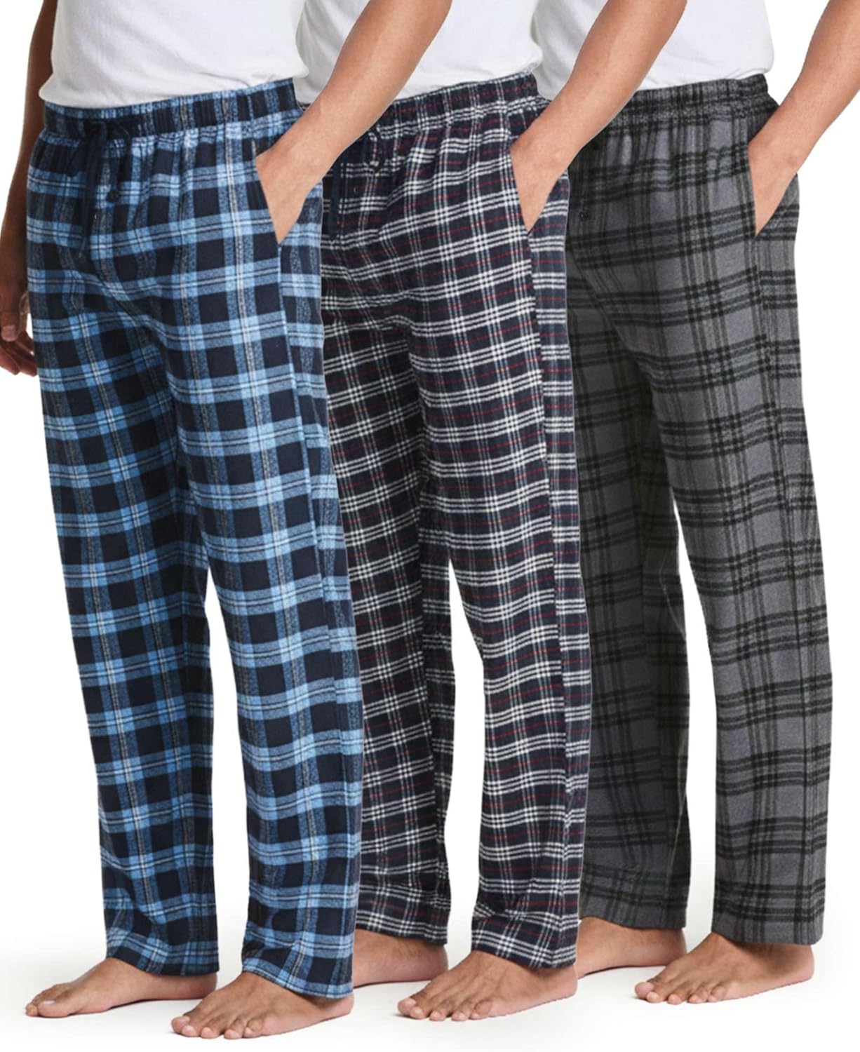Real Essentials Men's Soft Cotton Flannel Pajama Pants Set