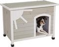 MidWest Eilio Folding Outdoor Wood Dog House - Easy No-Tools Setup
