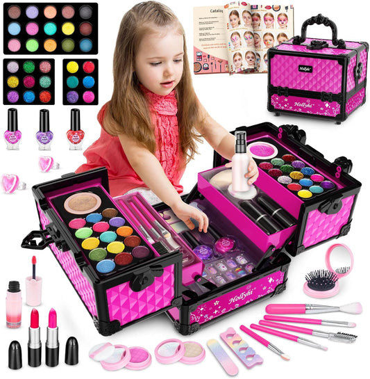 Hollyhi 59 Pcs Kids Makeup Kit for Girls - Perfect Play Set