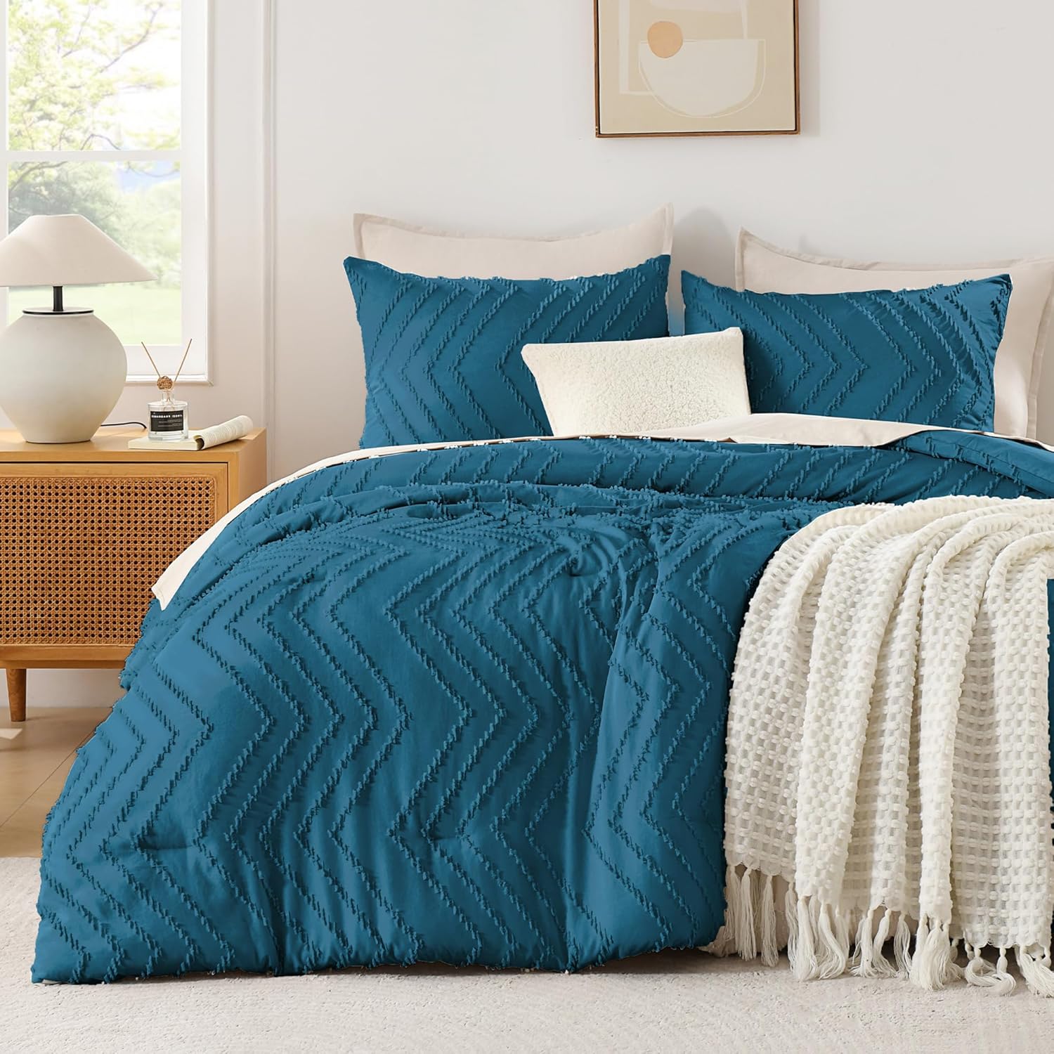 Andency Teal Comforter Set Queen Size for Cozy Bedroom Decor