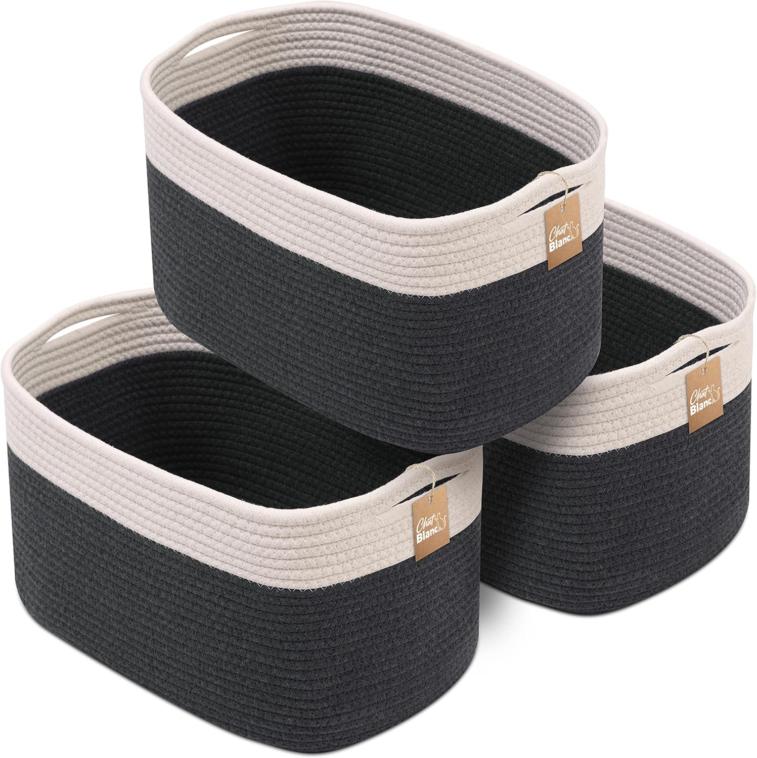 CHAT BLANC Cotton Rope Baskets for Organizing and Storage