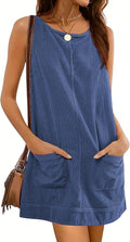 Hooever Women's Corduroy Overall Dress - Casual Mini Pinafore