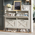 Large Shoe Storage Cabinet with 4 Flip Drawers - Narrow Entryway