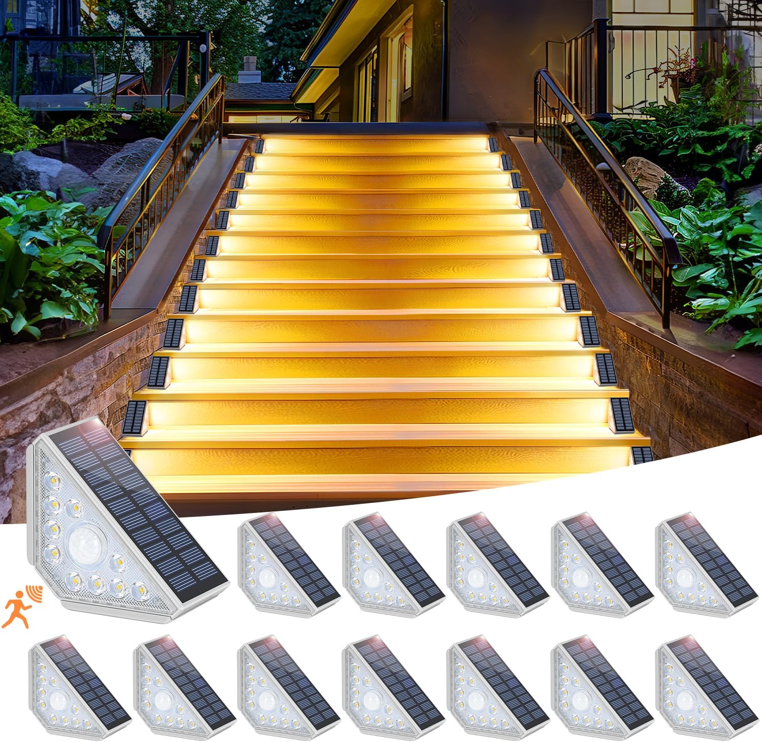 Solar Step Lights for Outside - 12-Pack Motion Sensor Lights