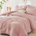 Full Size Seersucker Comforter Set - Rose Gold 7 Piece All-Season