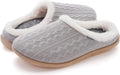Women Arch Support Fuzzy Knitted Slipper - Slip On Cozy House Shoe