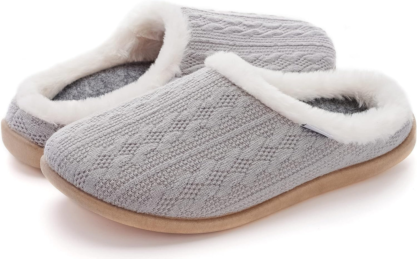 WHITIN Women Arch Support Fuzzy Knitted Slipper for Comfort