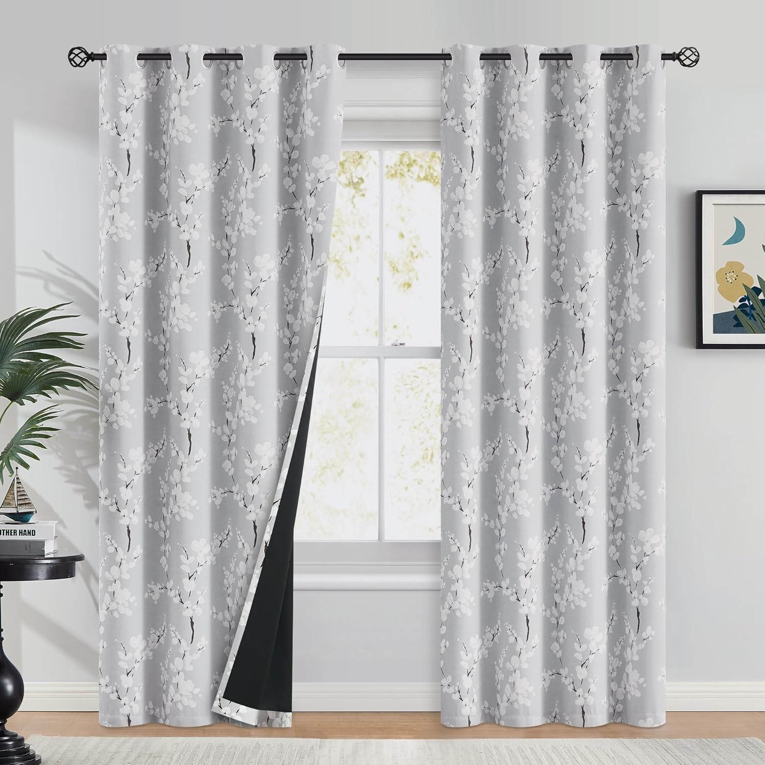 FMFUNCTEX Blackout Floral Curtains for Bedroom and Living Room