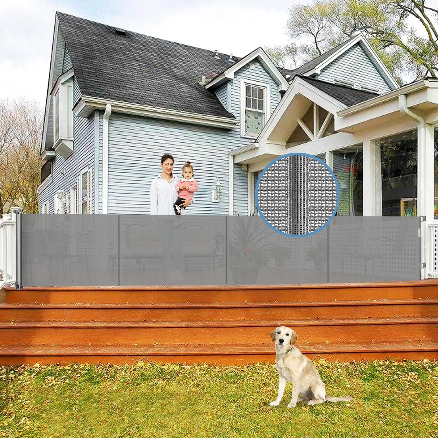 200 Inch Extra Long Retractable Baby Gate for Large Openings