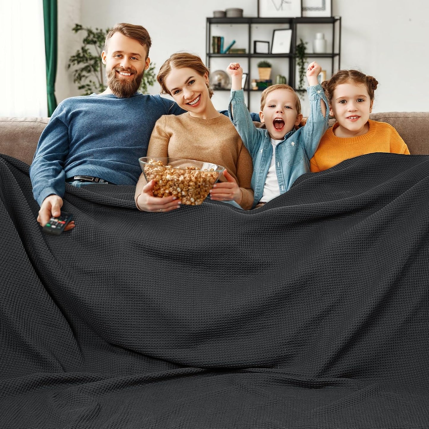 PHF 100% Cotton Waffle Weave Blanket for Cozy Comfort
