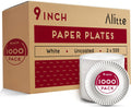 9-Inch Disposable Paper Plates - 1000 Count Bulk Pack - Durable