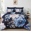 Dintszyayue King Size Blue Floral Comforter Set - All Season Comfort