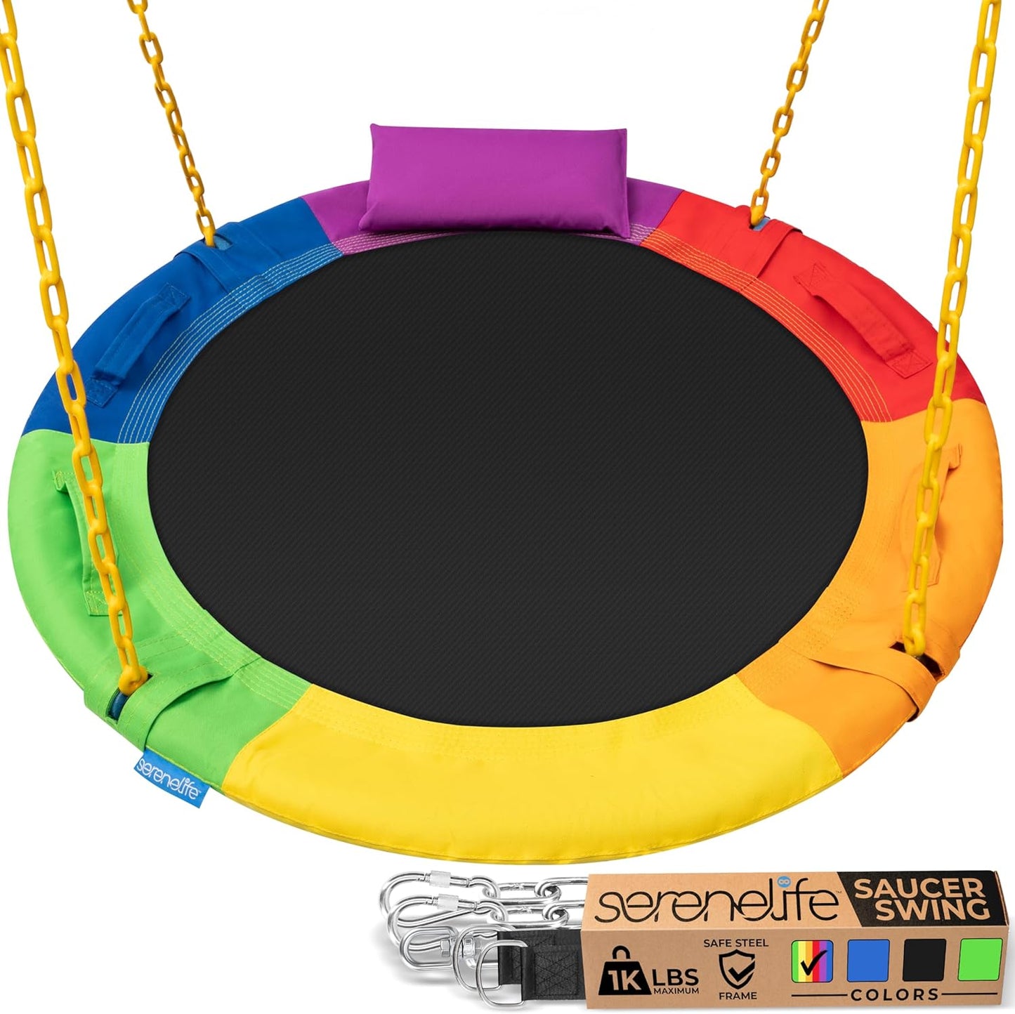 SereneLife 40 Inch Saucer Swing Set for Outdoor Fun and Relaxation