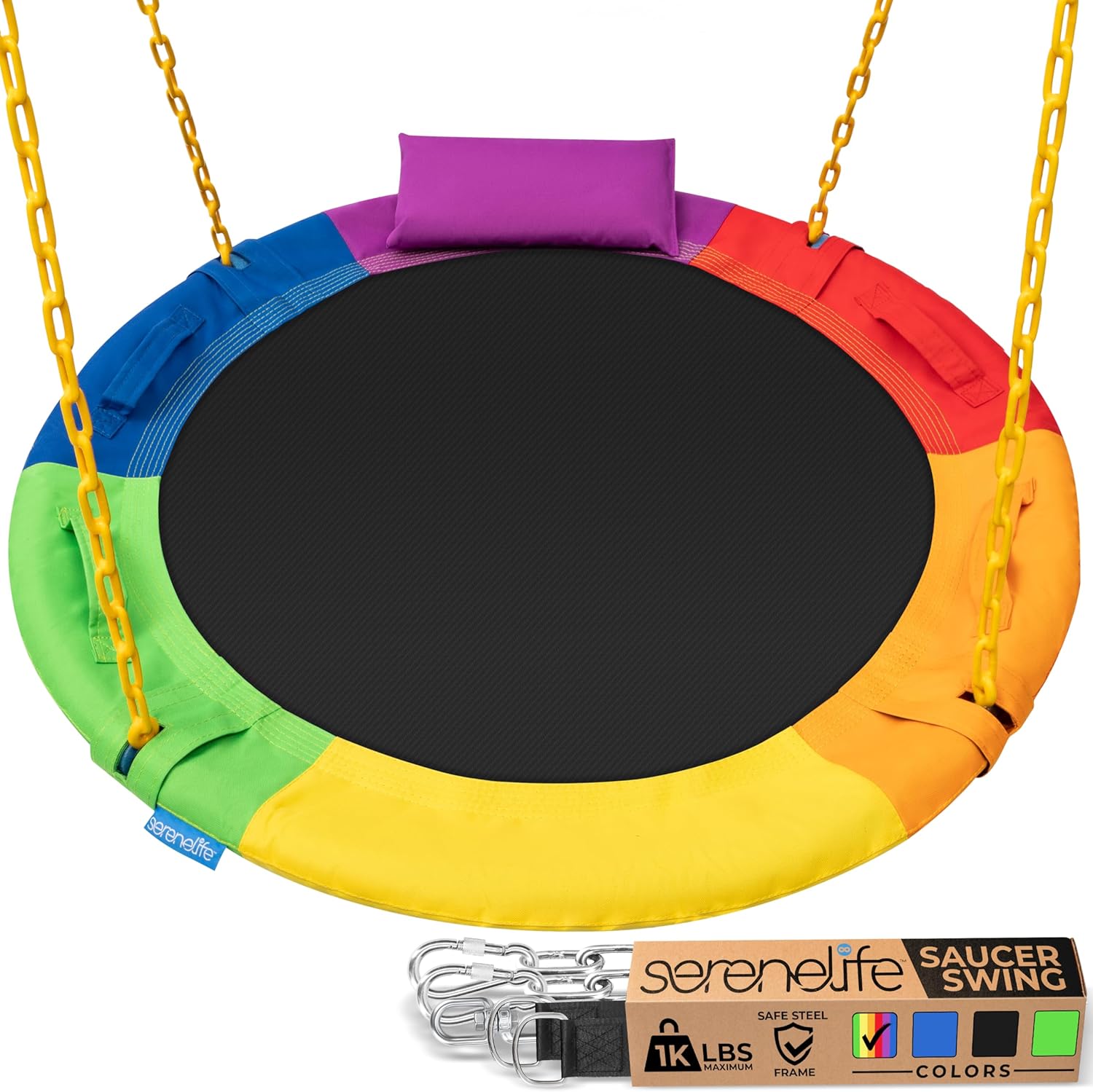 SereneLife 40 Inch Saucer Swing Set for Outdoor Fun and Relaxation