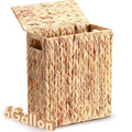 Wicker Waste Basket with Lid 6 Gallon - Handwoven Water Hyacinth