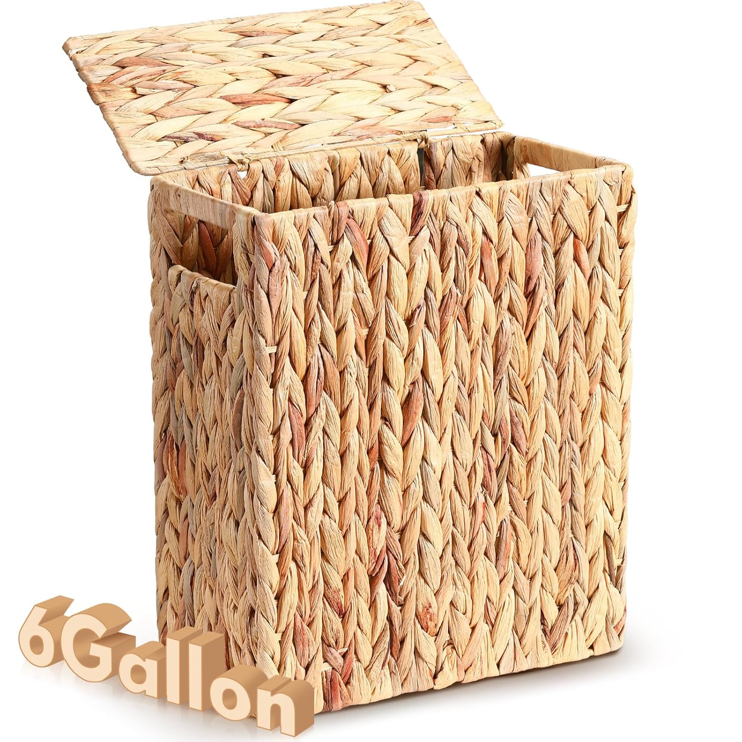 Vesici 6 Gallon Wicker Waste Basket with Lid for Home Use
