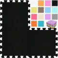 Black qqpp EVA Rubber 18-Tile Interlocking Foam Play Mat - 16 sq ft
