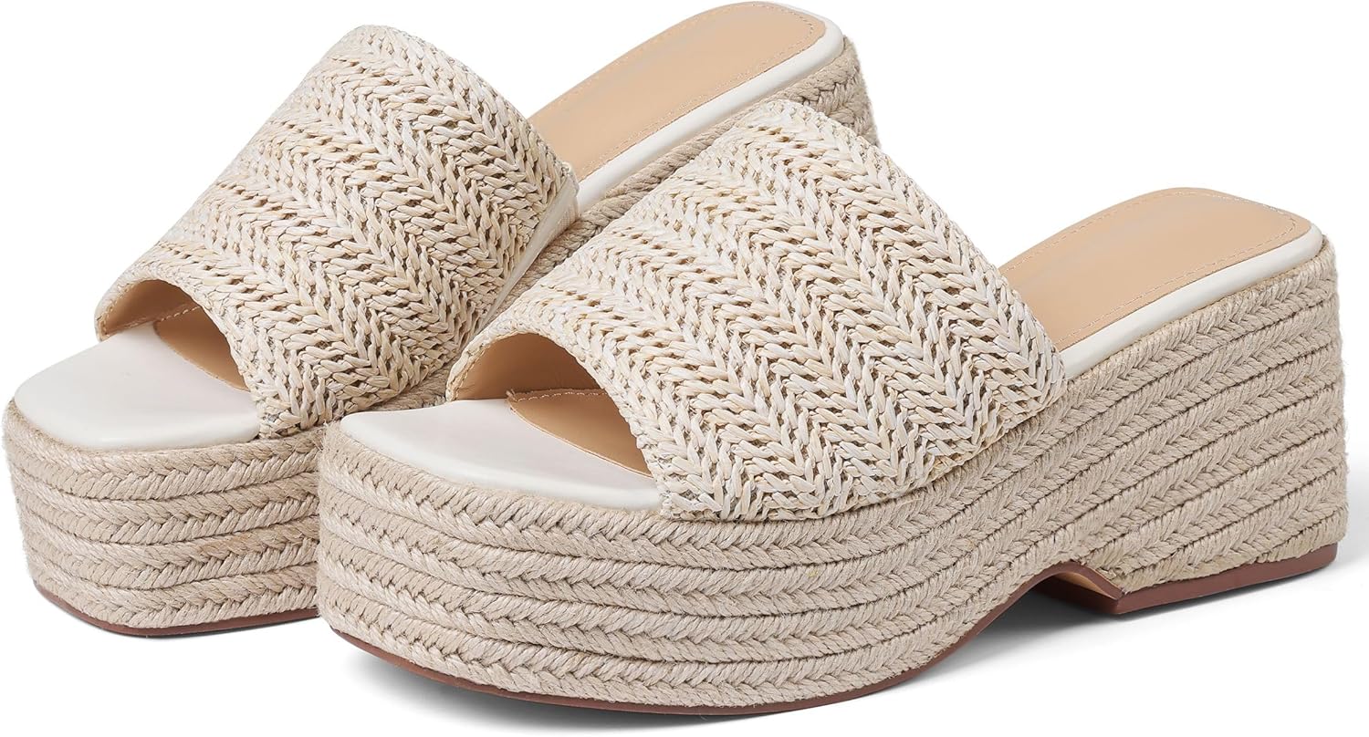 Platform Slip on Espadrille Sandals for Women Summer Wedges