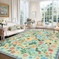 8x10 Area Rug Sage Green Washable Low Pile Non Slip - Cozy Boho