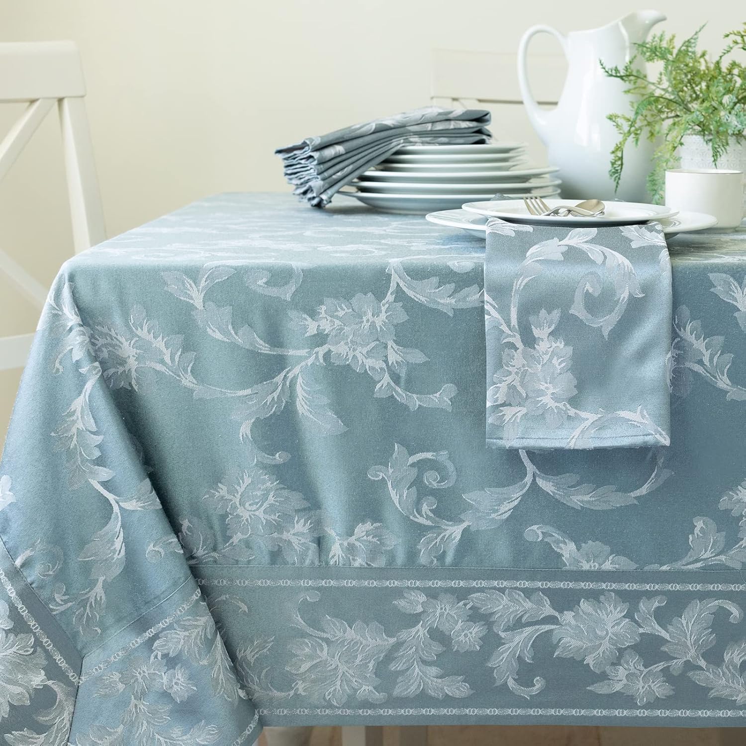 Benson Mills Harmony Scroll Woven Damask Tablecloth for Events