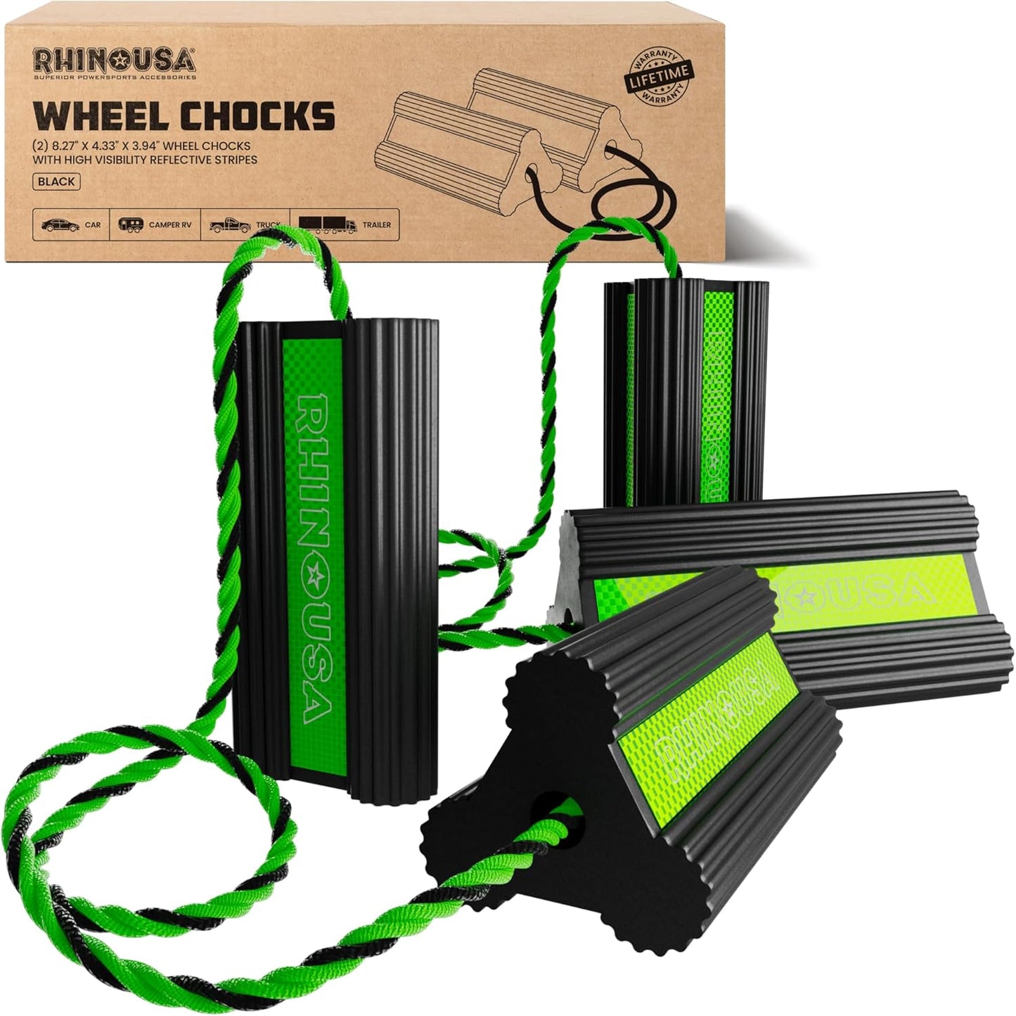 Heavy Duty Rubber Wheel Chocks for Trucks, Trailers, RVs & More