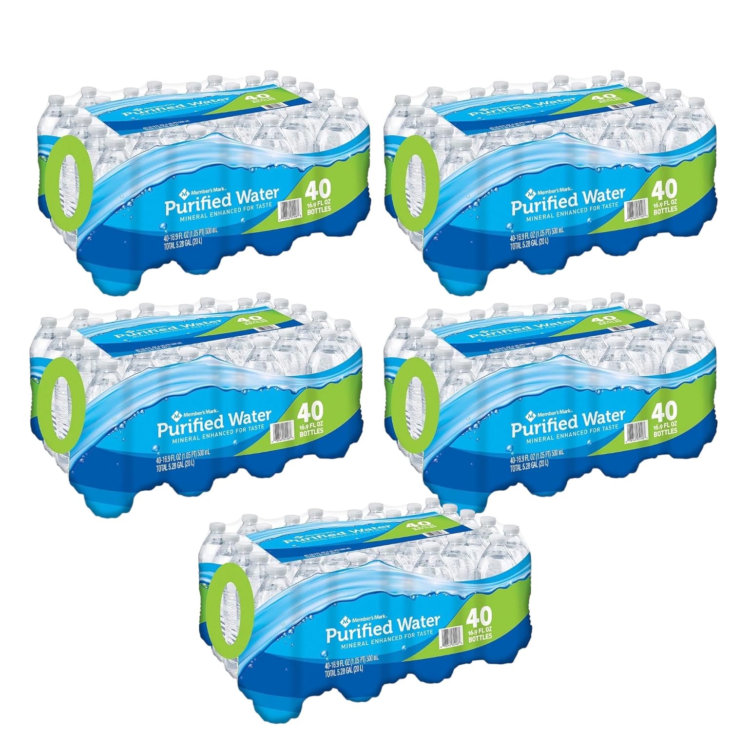 Pack of 5 Purified Water Bottles - 200 Total for Events