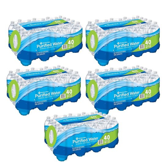 Pack of 5 Purified Water Bottles - 200 Total for Events