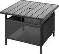 Adirondack Square Side Table Light Grey with Umbrella Hole - Weather