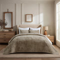 EVERGRACE Velvet Quilt Set King Size - Luxurious Striped Channel Quilt