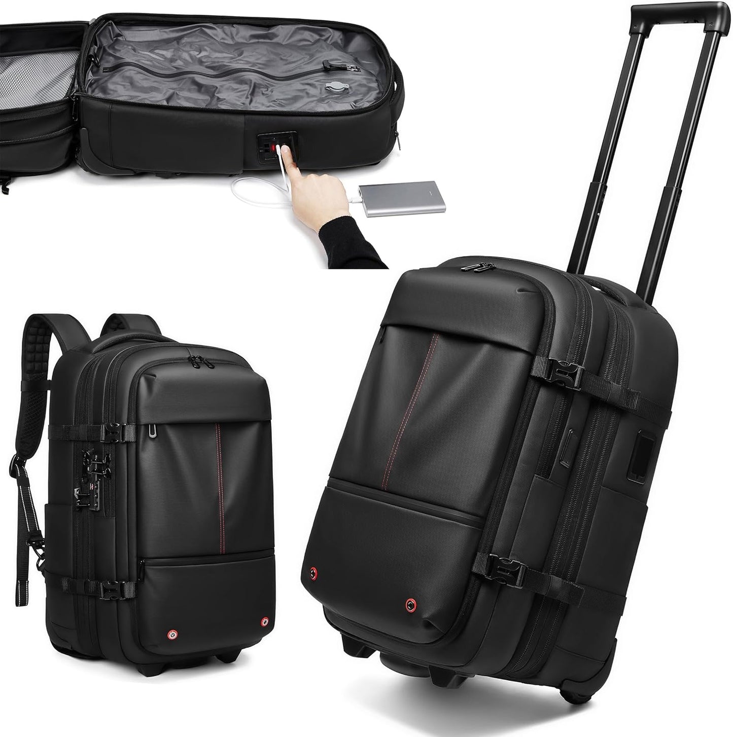 Vacuum Rolling Backpack with Built-in Pump for Travel Ease