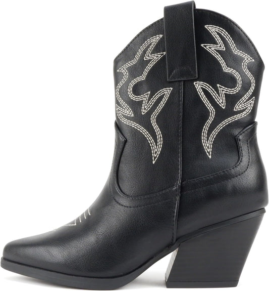 Soda BLAZING Women Western Bootie Pointe Toe Low Heel Style