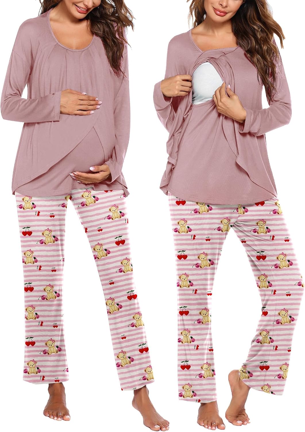 Ekouaer Maternity Nursing Pajama Set for Comfortable Sleepwear