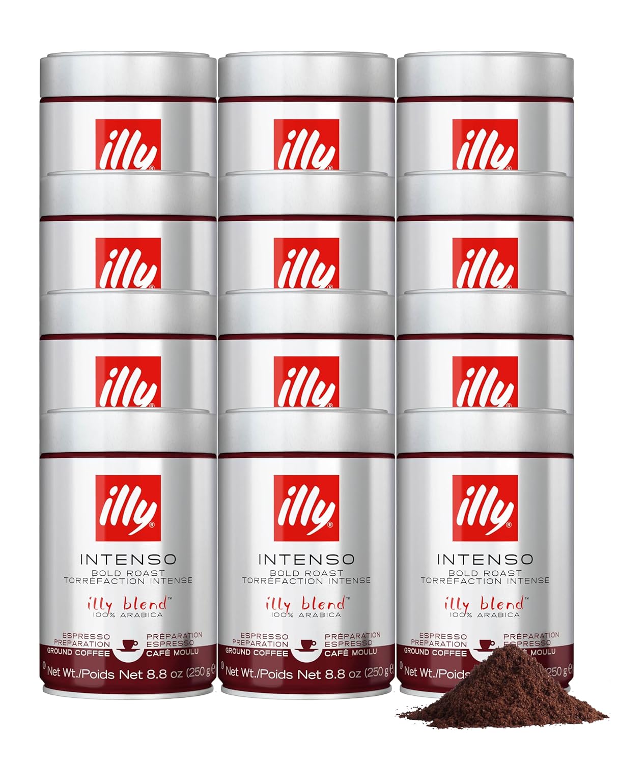 Illy Ground Espresso Coffee Intenso Bold Roast for Home Brewing