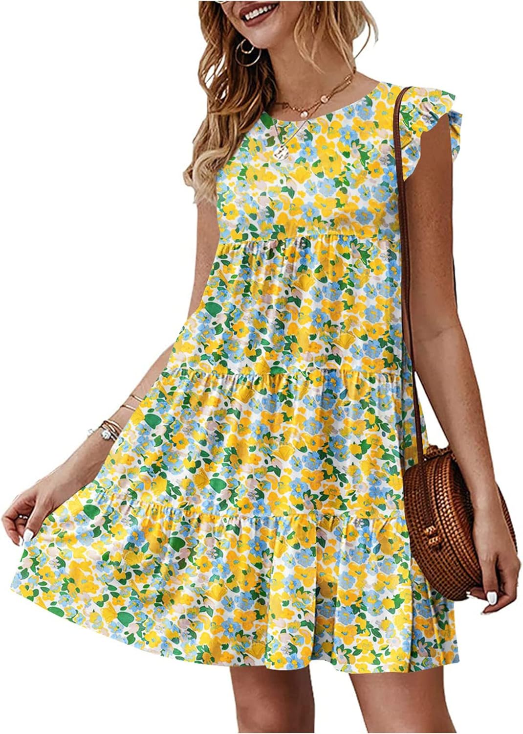 KIRUNDO Women's Summer Dresses: Flowy Babydoll Mini Dress