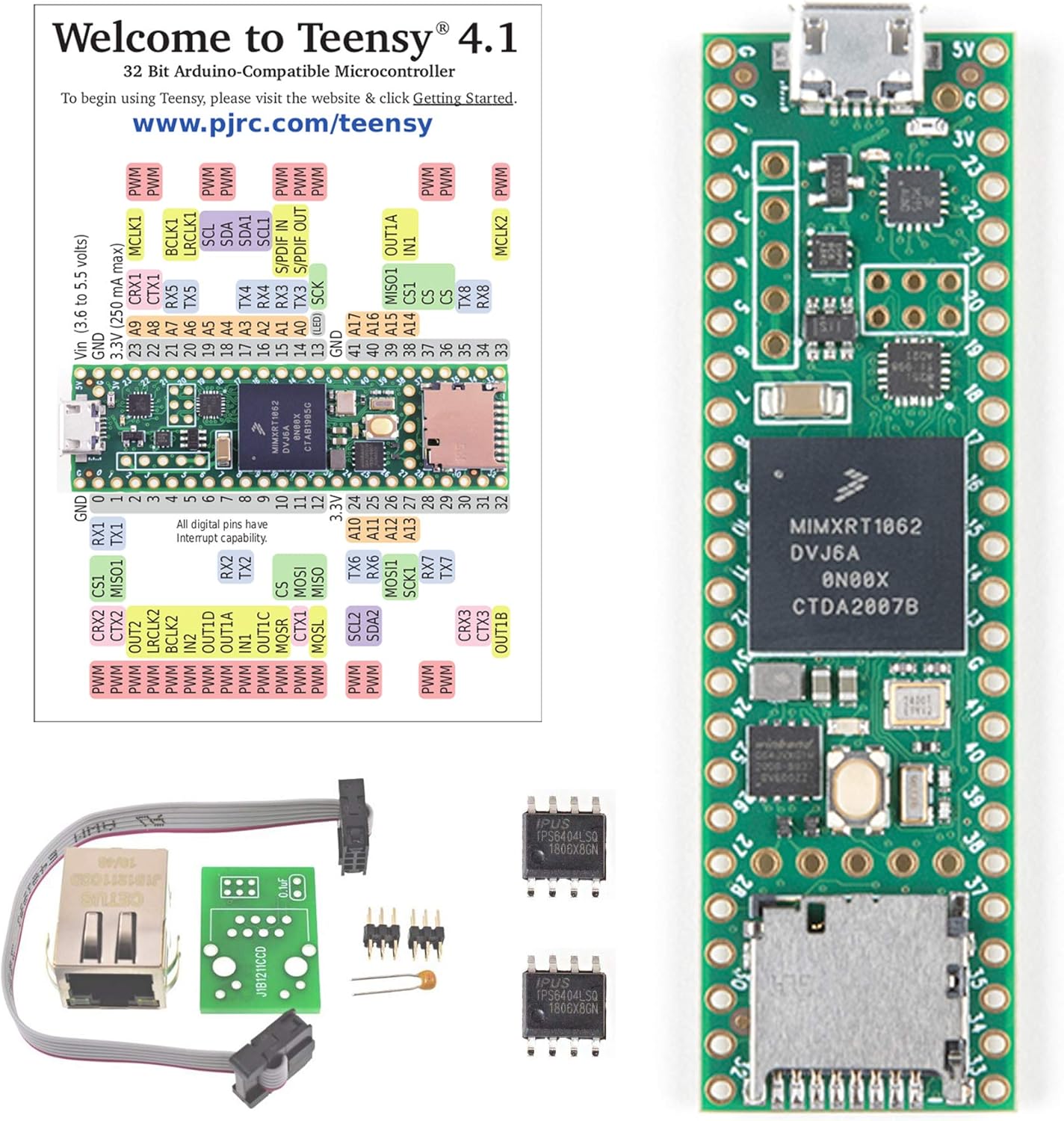 Teensy 4.1 Developer Pack with PSRAM Chips and Ethernet Kit