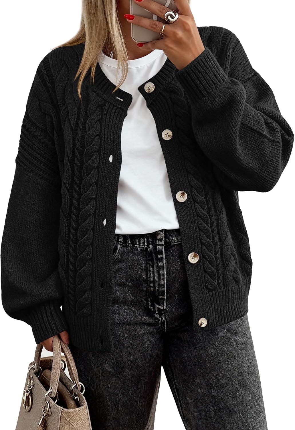BTFBM Chunky Cardigan Sweaters for Women Fall Fashion 2025