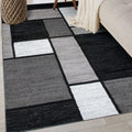 Contemporary Modern Boxes Area Rug 4 ft x 6 ft - Non Shedding Gray