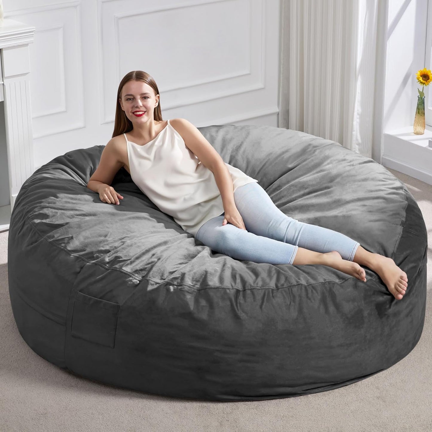 Hobestluk 6FT Bean Bag Chair for Adults - Giant Velvet Comfort