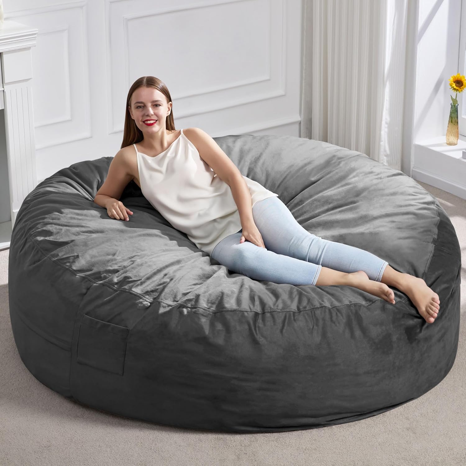 Hobestluk 6FT Bean Bag Chair for Adults - Giant Velvet Comfort
