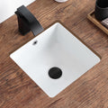 14 Inch Undermount Bathroom Sink Square White Ceramic - Compact Fit
