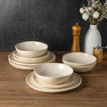 AmorArc Ceramic Dinnerware Set 12pc - Handmade Reactive Glaze Plates