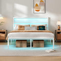 Queen Bed Frame with Headboard - LED, USB Charging, Sturdy Support