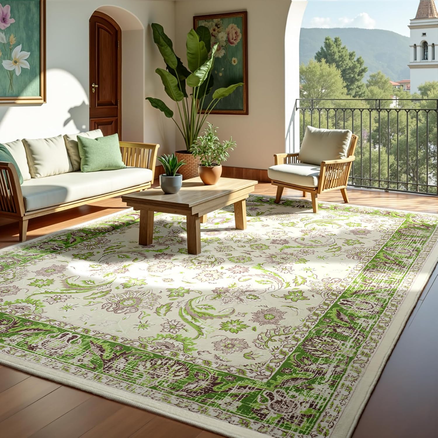 Zentavio 8x10 Washable Area Rugs for Vintage Living Rooms
