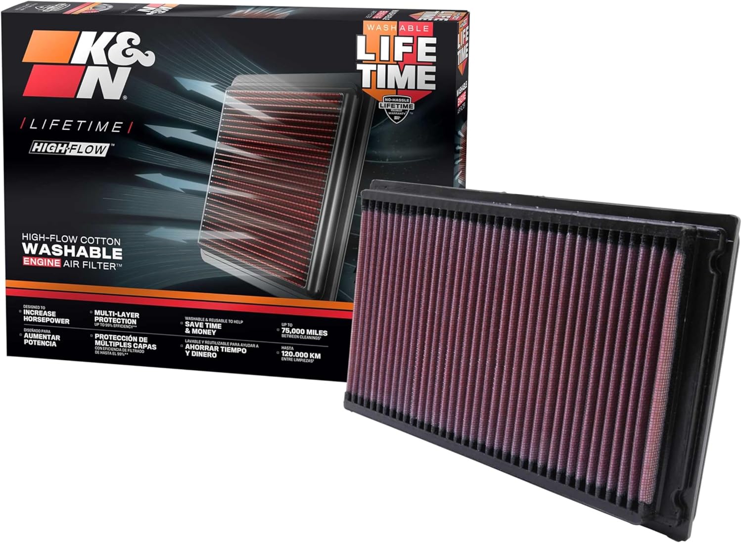 K&N High-Flow Engine Air Filter for Enhanced Performance