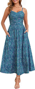 Annebouti Women Ruched Maxi Dress - Flattering Floral Sundress strap