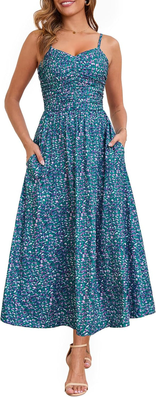 Annebouti Women 2025 Summer Floral Maxi Dress with Pockets