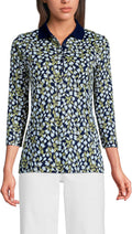 Lands' End Women's 3/4 Sleeve Supima Cotton Polo - Soft, Durable Fit