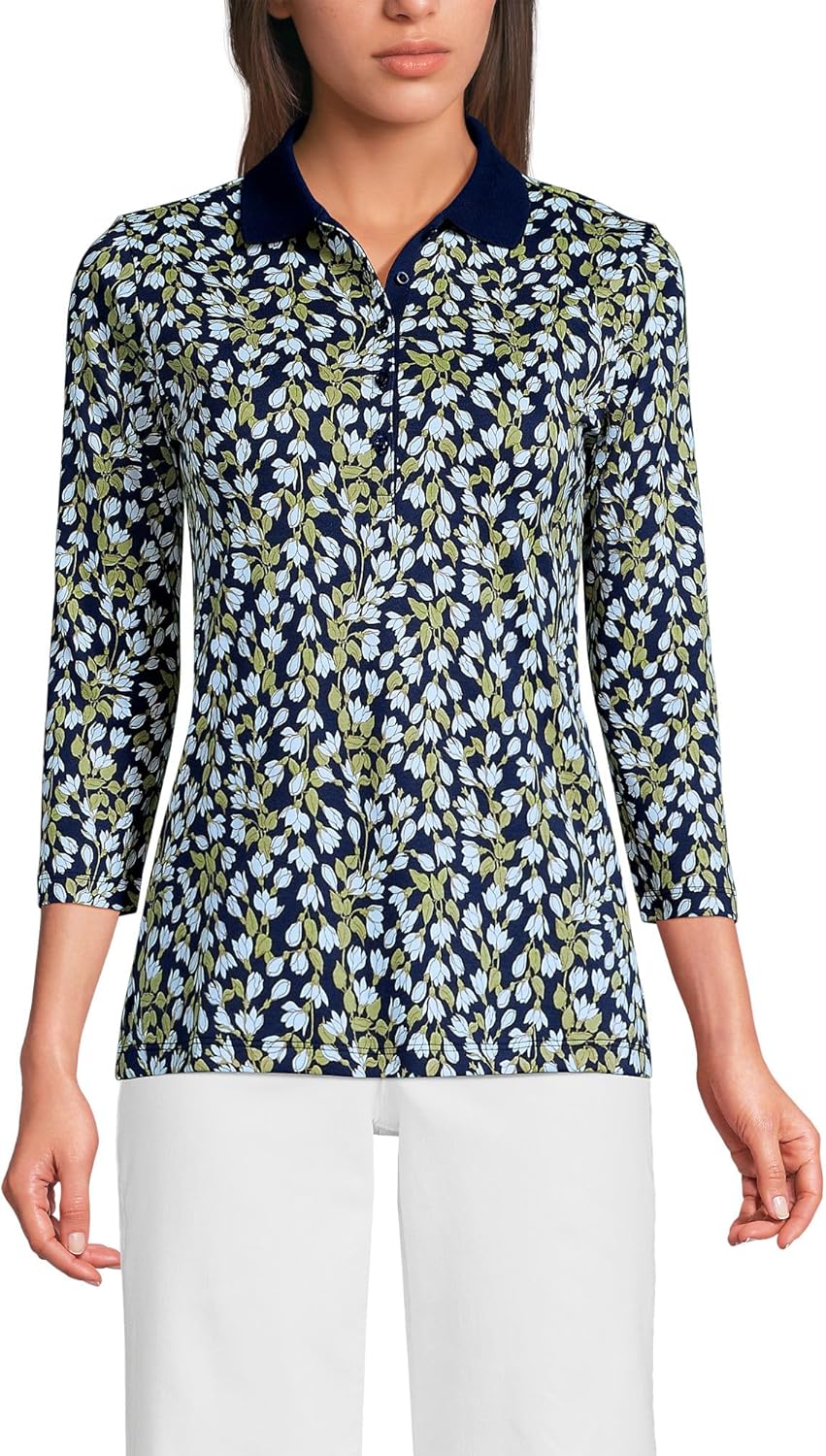 Lands' End Women's 3/4 Sleeve Supima Cotton Polo Shirt Review