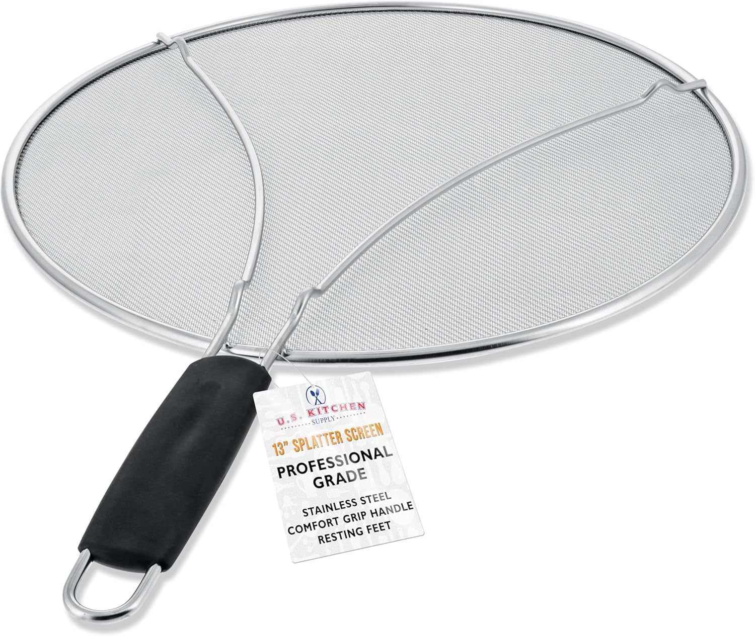13 Stainless Splatter Screen with Comfort Grip